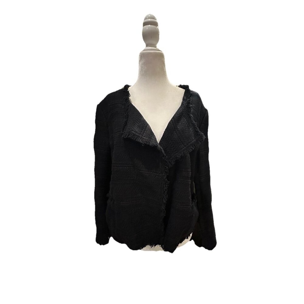 Ann Taylor LOFT Petite Black Textured Blazer Jacket Women’s Size 12